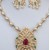 American Diamond Necklace Set with Pearl Chain, Emeralds and Rubies